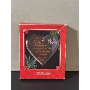 1986 Hallmark Keepsake Christmas Acrylic Ornament "Timeless Love" Heart - GUC